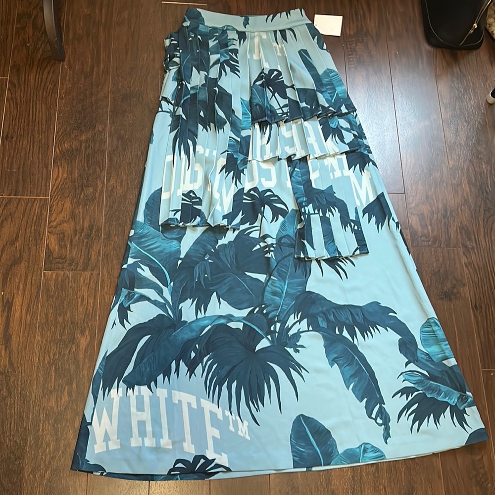 Off white long blue skirt